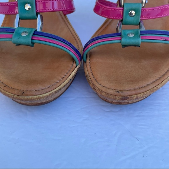 Contessa Sandals Womens Size 8 MultiColor Wedge Italy shoemaker Made In Italy - Picture 5 of 11